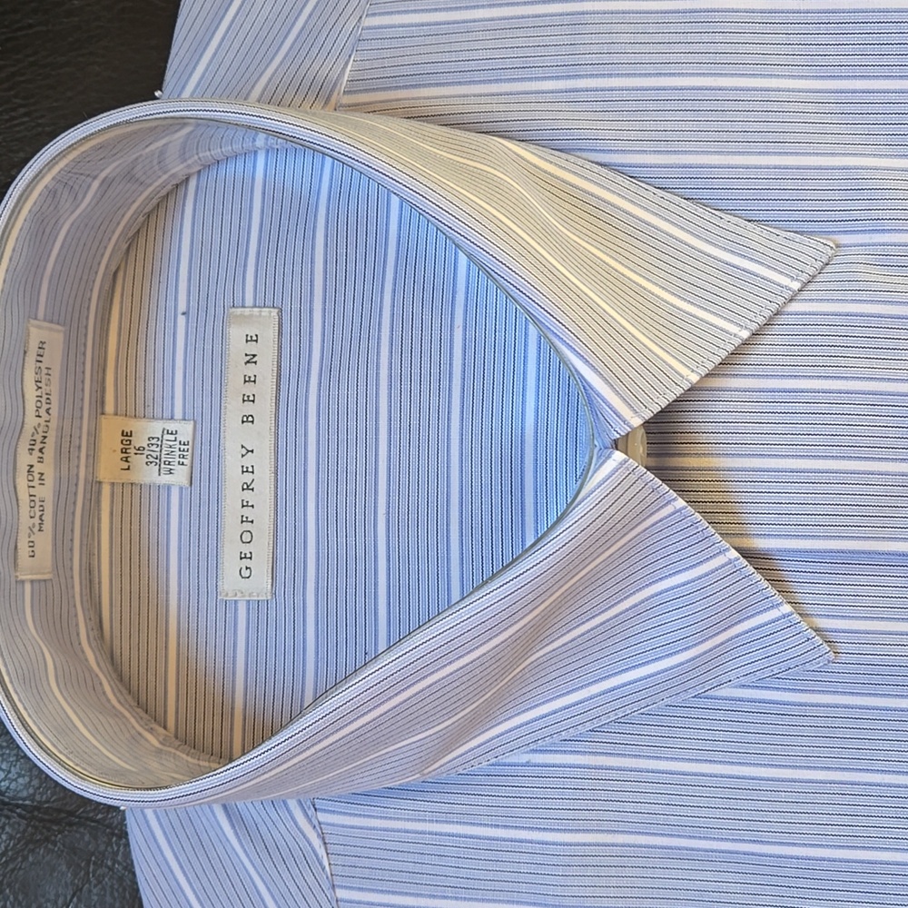 Geoffrey Beene Blue Striped Men's Shirt - Picture 2 of 6